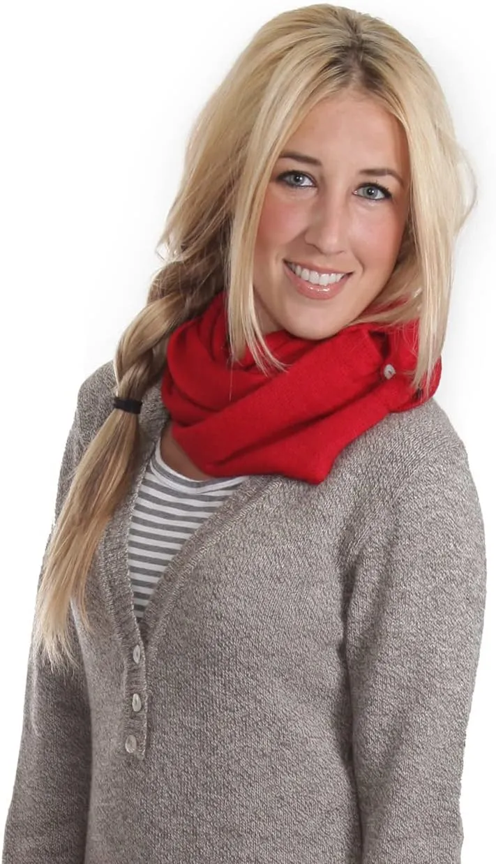 100% Baby Alpaca Scarf - 2-in-1 Convertible Knit Infinity Scarf