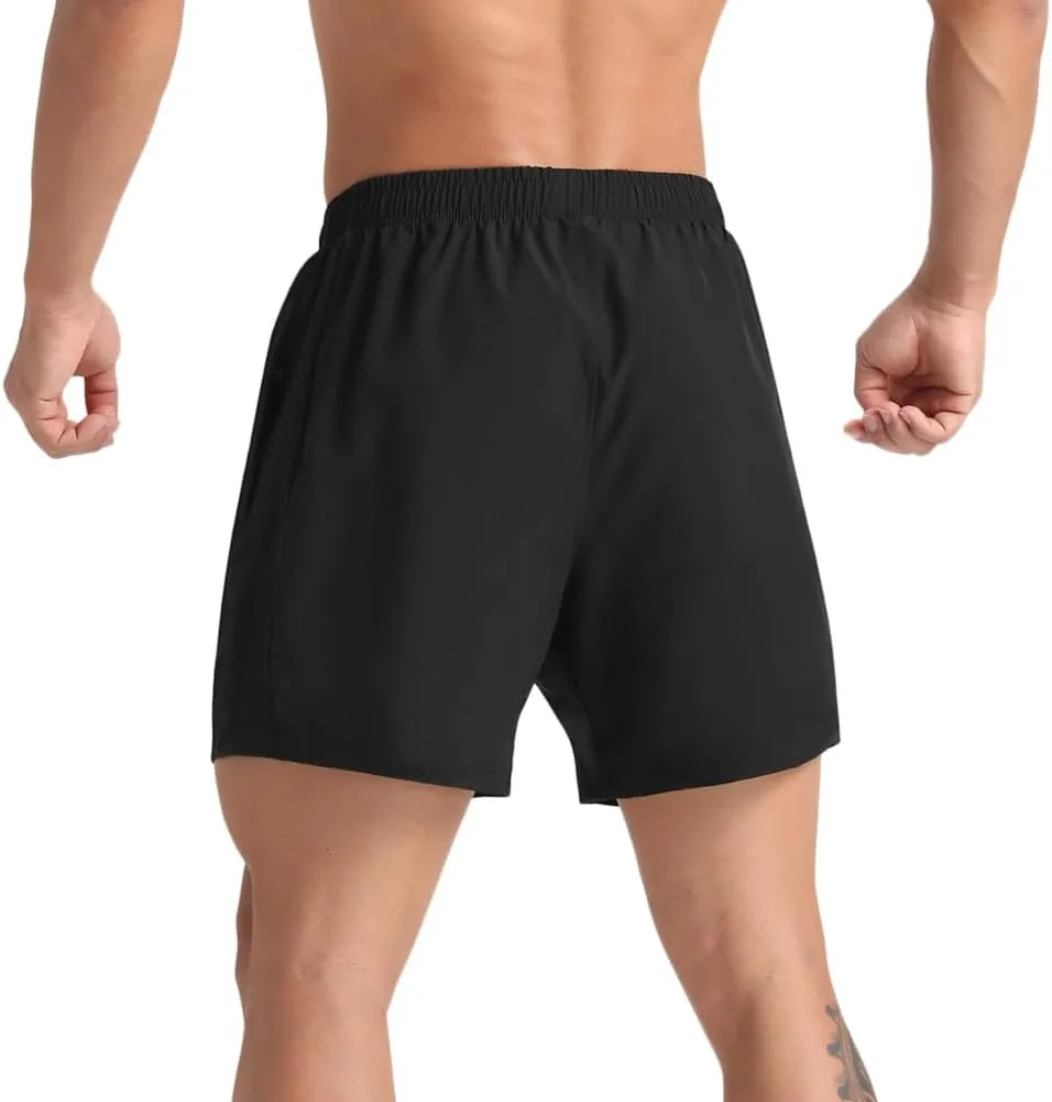 2 Pack Mens Lightweight Athletic Running Shorts 5'' Quick Dry Gym Workout Shorts with Zipper Pockets