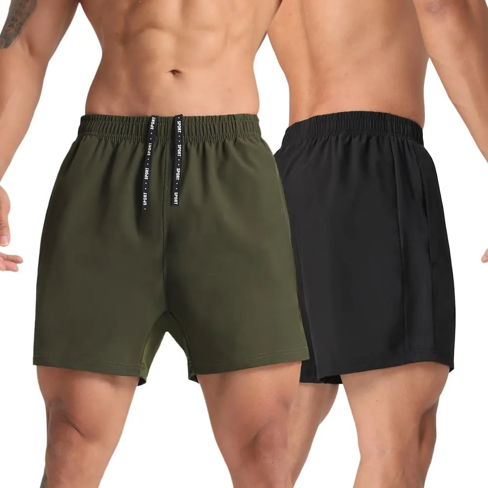 2 Pack Mens Lightweight Athletic Running Shorts 5'' Quick Dry Gym Workout Shorts with Zipper Pockets