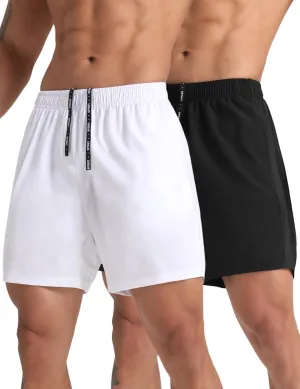 2 Pack Mens Lightweight Athletic Running Shorts 5'' Quick Dry Gym Workout Shorts with Zipper Pockets