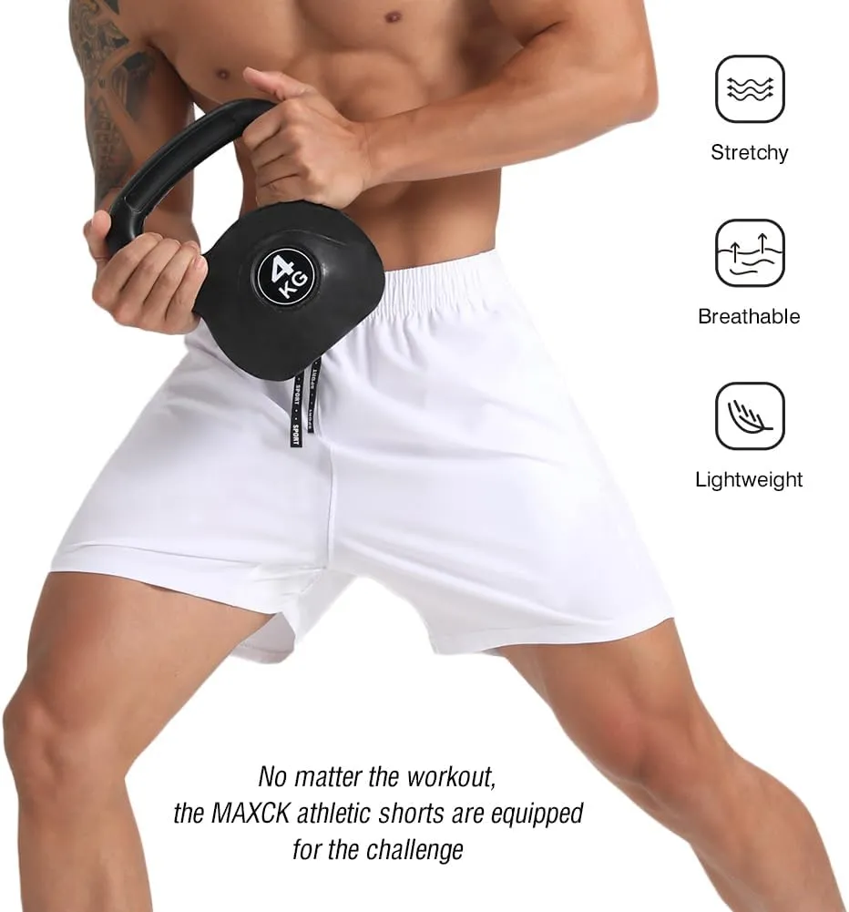 2 Pack Mens Lightweight Athletic Running Shorts 5'' Quick Dry Gym Workout Shorts with Zipper Pockets