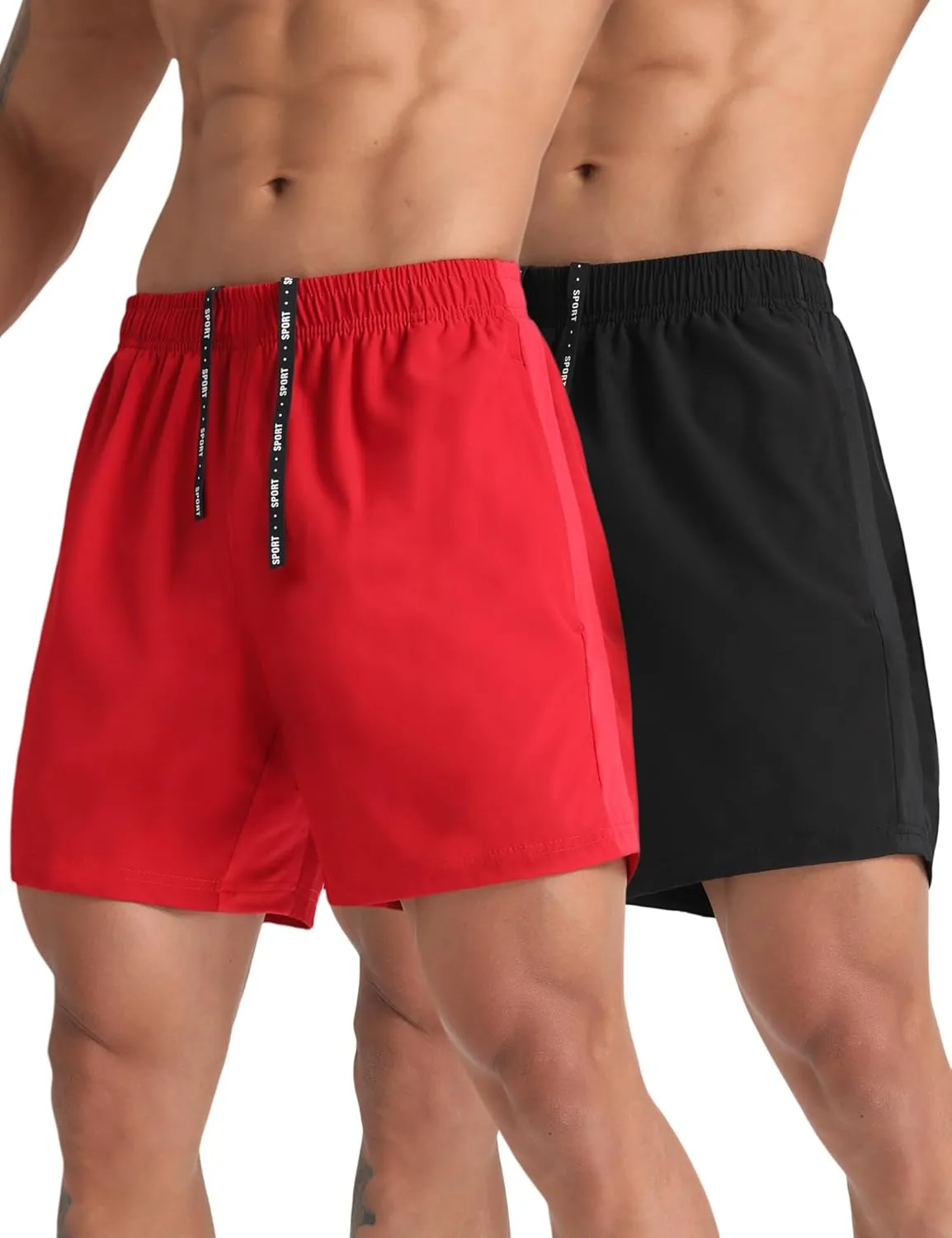 2 Pack Mens Lightweight Athletic Running Shorts 5'' Quick Dry Gym Workout Shorts with Zipper Pockets