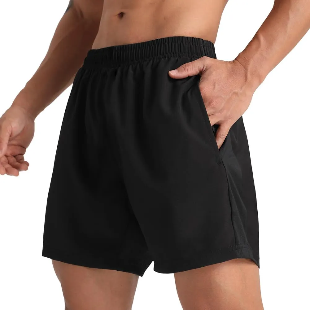 2 Pack Mens Lightweight Athletic Running Shorts 5'' Quick Dry Gym Workout Shorts with Zipper Pockets