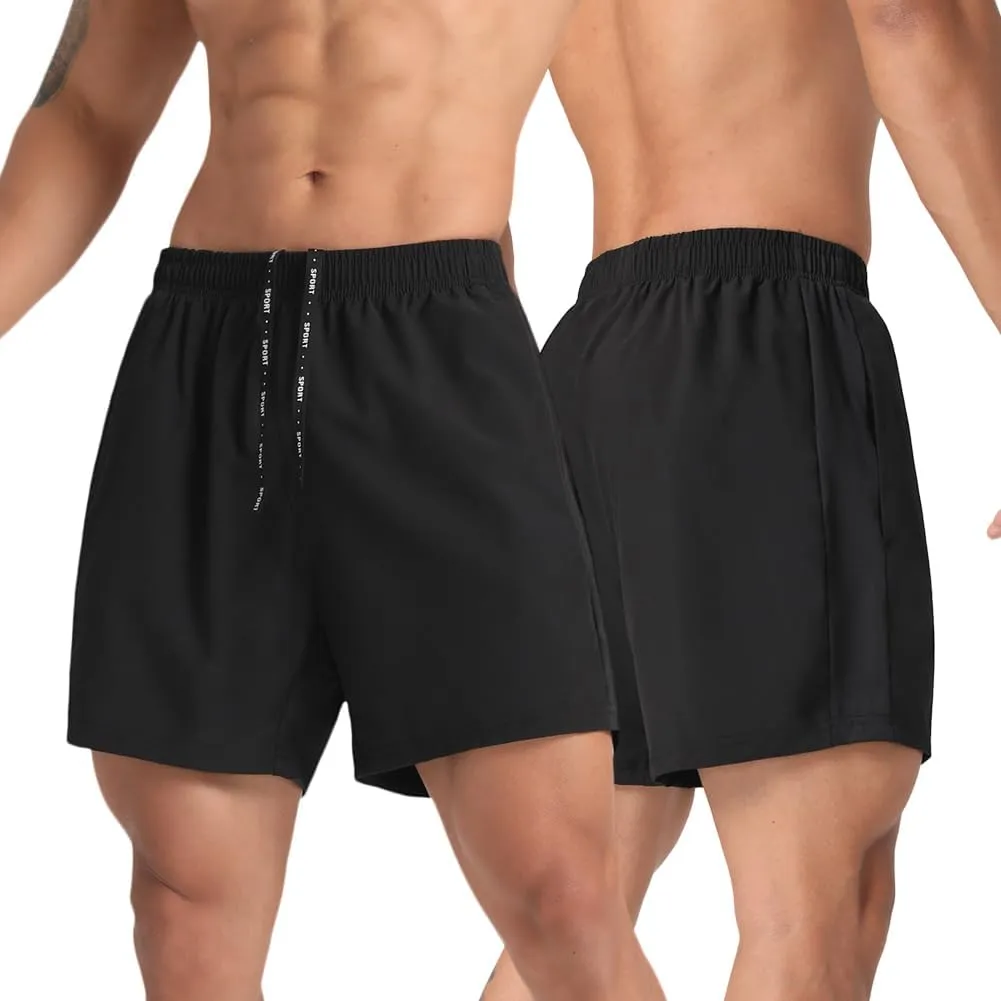 2 Pack Mens Lightweight Athletic Running Shorts 5'' Quick Dry Gym Workout Shorts with Zipper Pockets