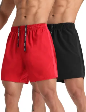 2 Pack Mens Lightweight Athletic Running Shorts 5'' Quick Dry Gym Workout Shorts with Zipper Pockets