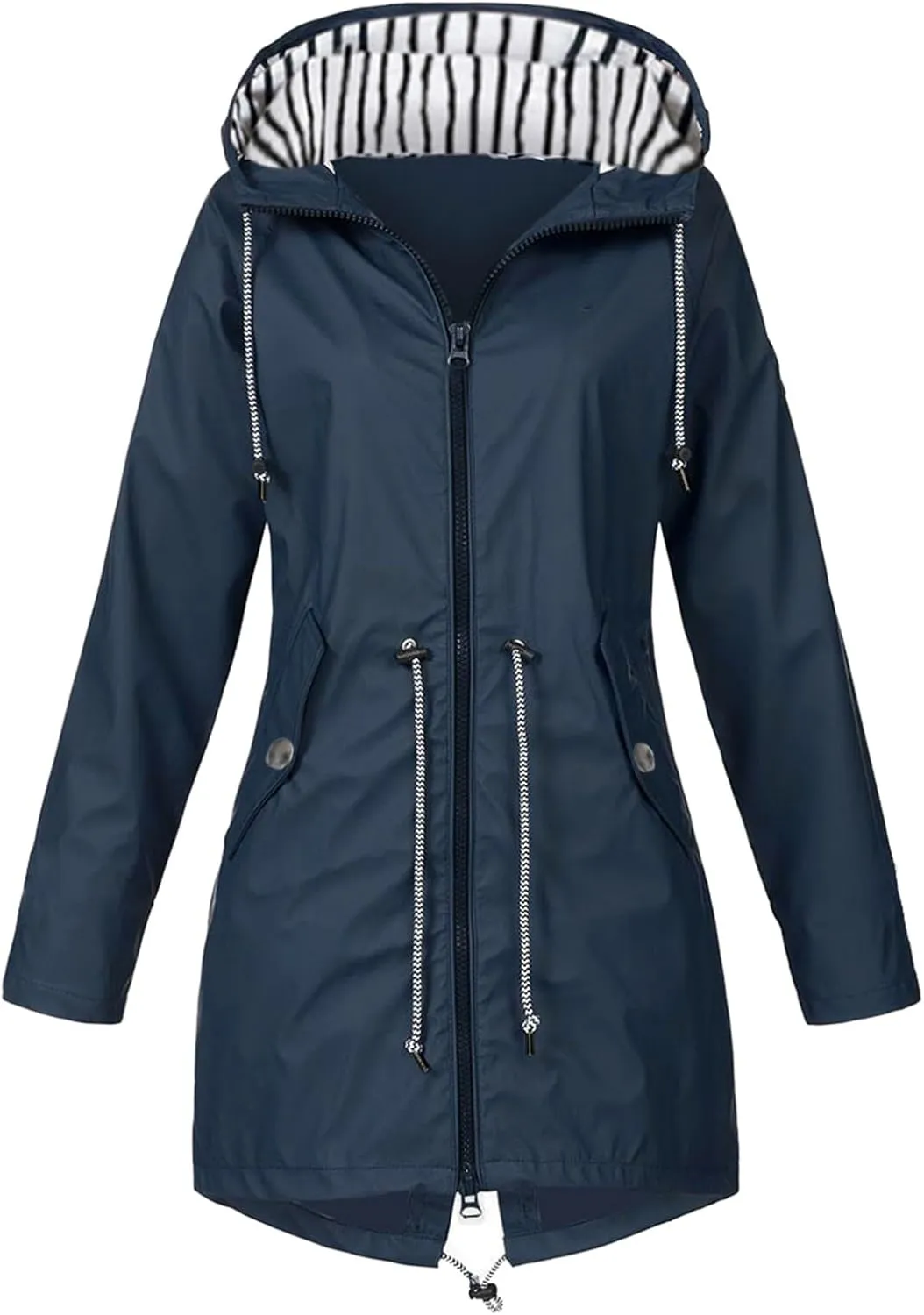 2023 Rain Coats for Women Trendy Windbreaker Jackets Waterproof Outerwear Overcoat Lightweight Outdoor Hooded Trench Coat