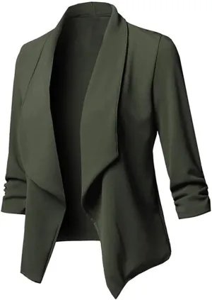 2023 Women Business Blazers Trendy Casual Cropped Blazer Jacket Petite Open Front Office Cardigan Stylish Womens Fall Coats