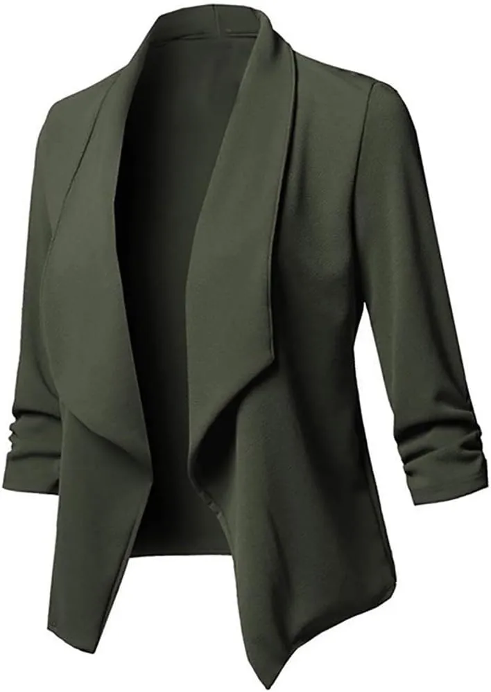 2023 Women Business Blazers Trendy Casual Cropped Blazer Jacket Petite Open Front Office Cardigan Stylish Womens Fall Coats