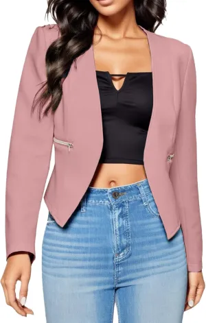 2023 Women Petite Blazers Trendy Casual Puff Sleeve Bolero Shrug Open Front Fall Cropped Suit Jackets Stylish Cardigan Coats