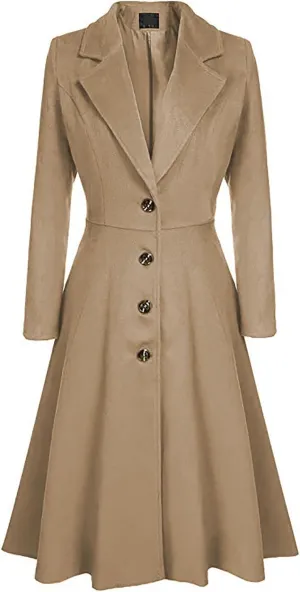 2023 Women Swing Double Breasted Pea Coat Winter Fashion Woolen Coats Trendy Casual Long Overcoat Plus Size Suit Jacket