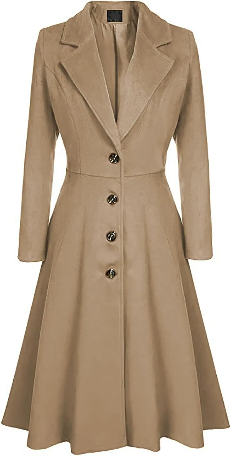 2023 Women Swing Double Breasted Pea Coat Winter Fashion Woolen Coats Trendy Casual Long Overcoat Plus Size Suit Jacket