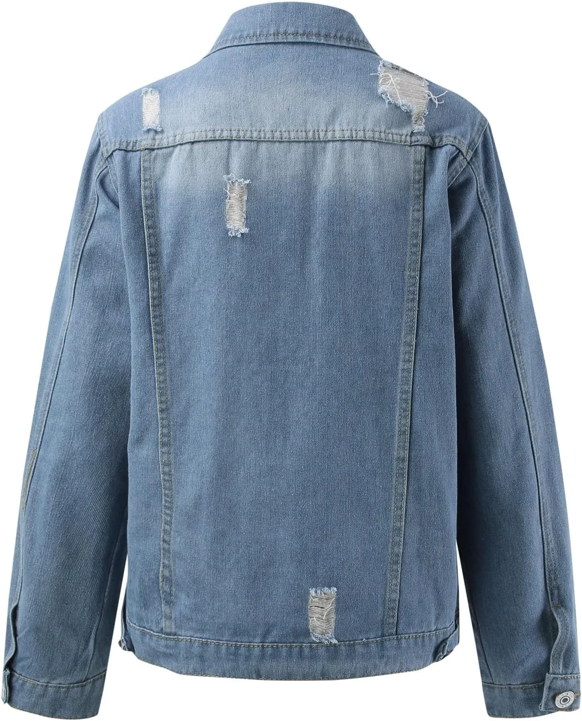 2023 Womens Denim Jackets Trendy Button Up Shacket Fall Spring Long Sleeve Jean Coats with Pockets Fashion Denim Coat
