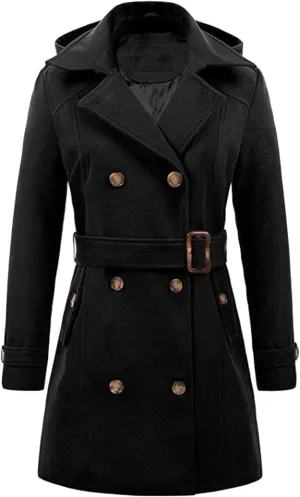 2023 Womens Hooded Trench Coat Winter Thicken Windbreaker Jackets Warm Fleece Lined Outwear Plus Size Overcoat Outwear