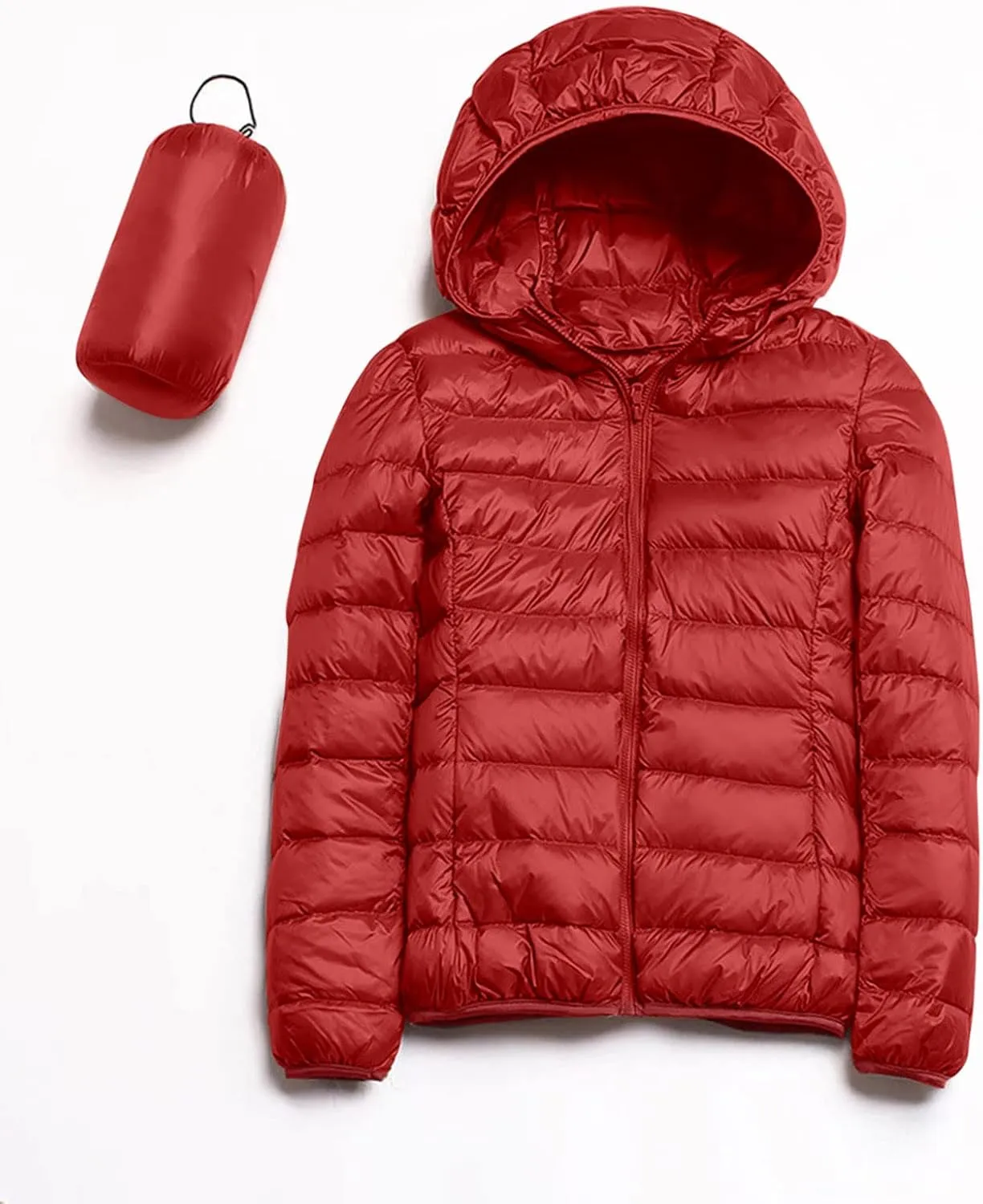 2023 Women's Packable Down Jacket Lightweight Puffer Jackets Hooded Winter Coat Casual Windproof Outerwear with Storage Bag
