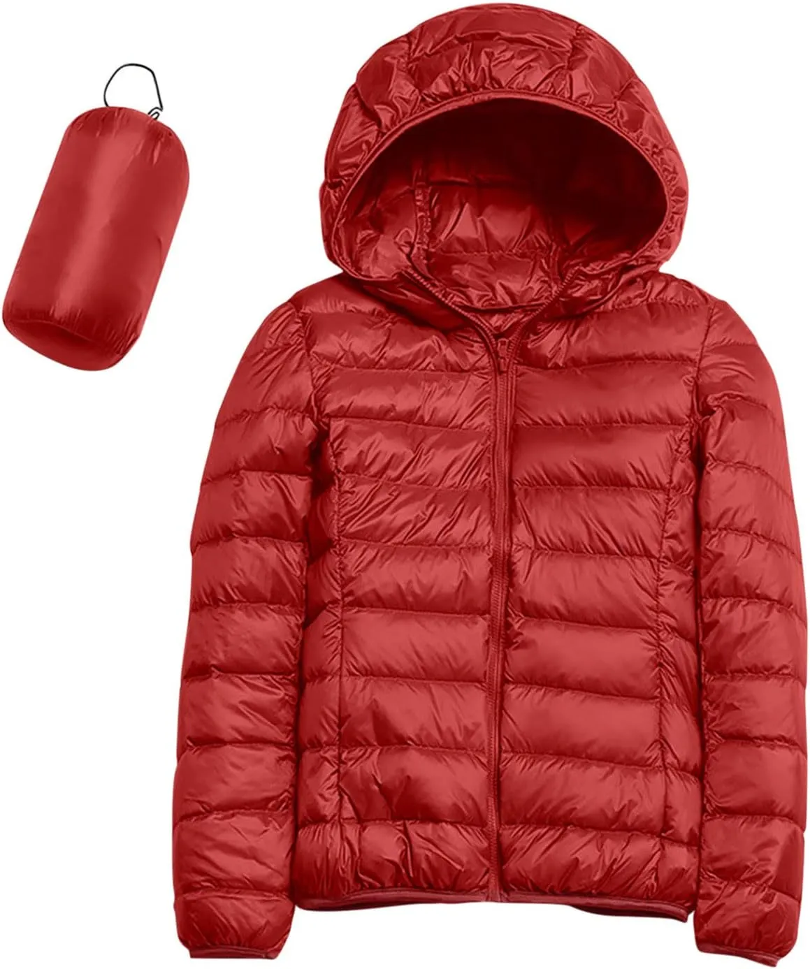 2023 Women's Packable Down Jacket Lightweight Puffer Jackets Hooded Winter Coat Casual Windproof Outerwear with Storage Bag