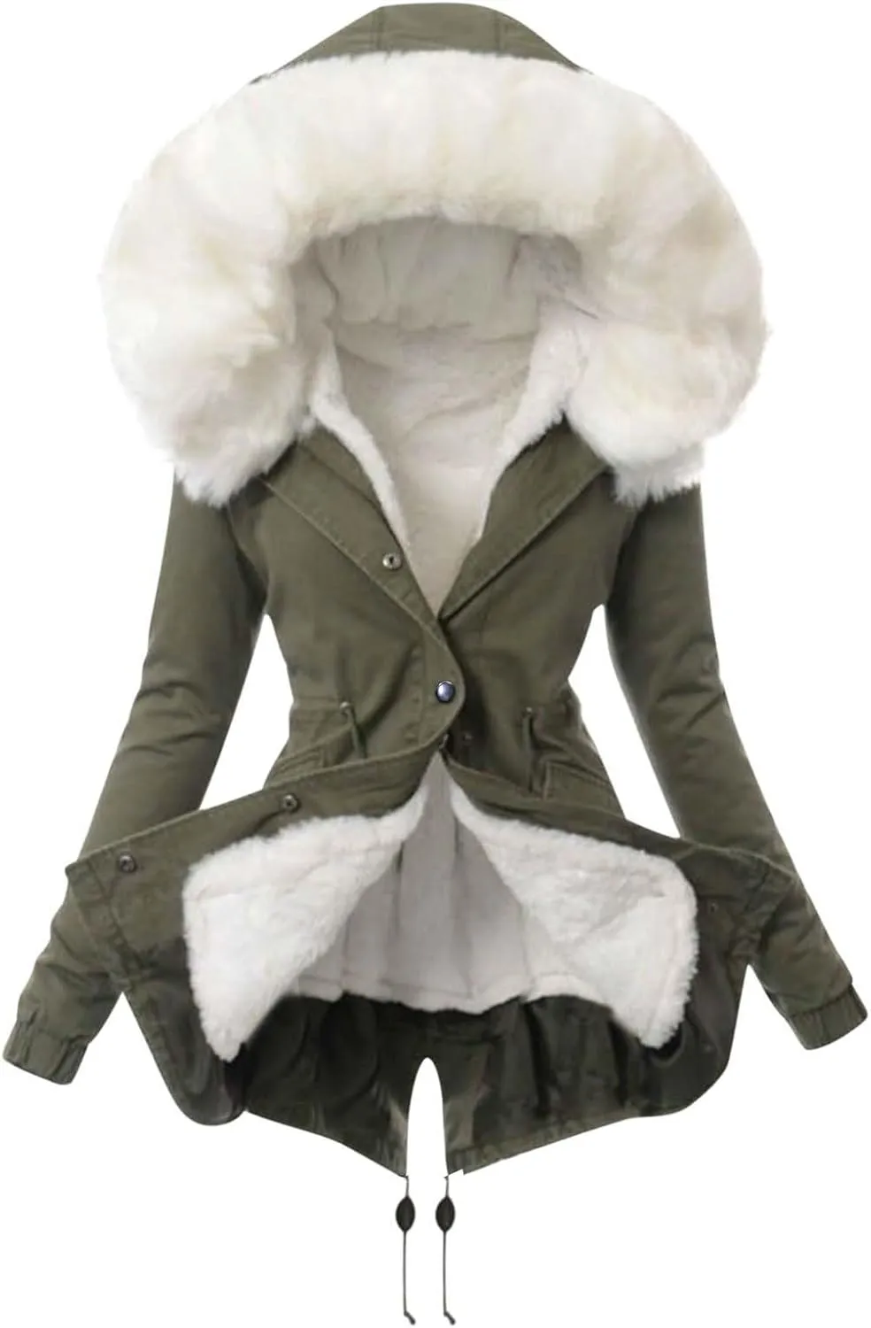 2024 Women Daily Plus Size Winter Coat Lapel Collar Long Sleeve Jacket Vintage Thicken Coat Jacket Warm Hooded Thick