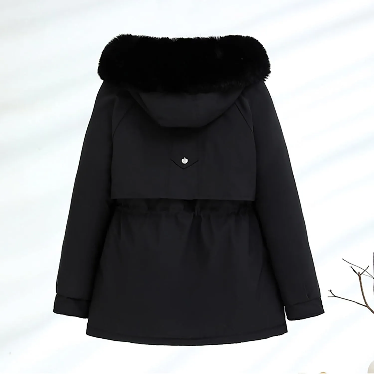2024 Women's Winter Jacket Mid Long Padded Coat Wool Hood Parkas Windproof Warm Casual Winter Coat with Large Pockets