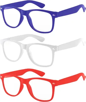 3 Pairs Kids Clear Lens Glasses Protect Child's Eyes from UVB UVA Blocking