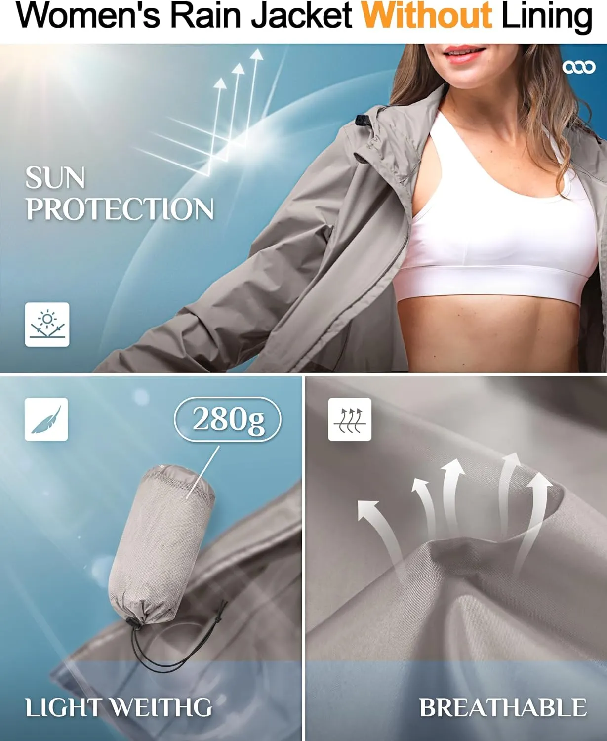 33,000ft Women's Waterproof Long Rain Coats Packable Rain Jacket with Hood Trench Coats Windbreaker