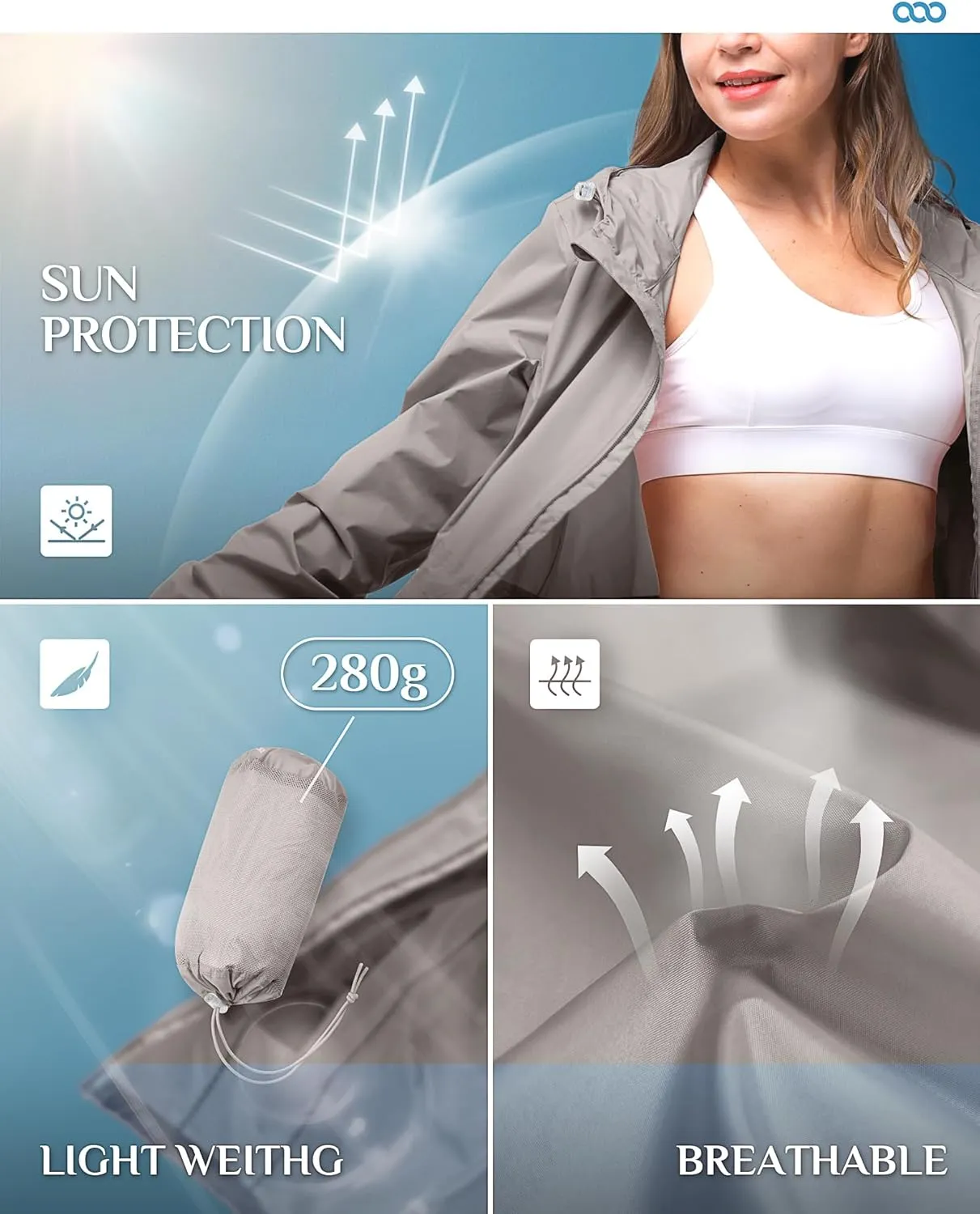 33,000ft Women's Waterproof Long Rain Coats Packable Rain Jacket with Hood Trench Coats Windbreaker