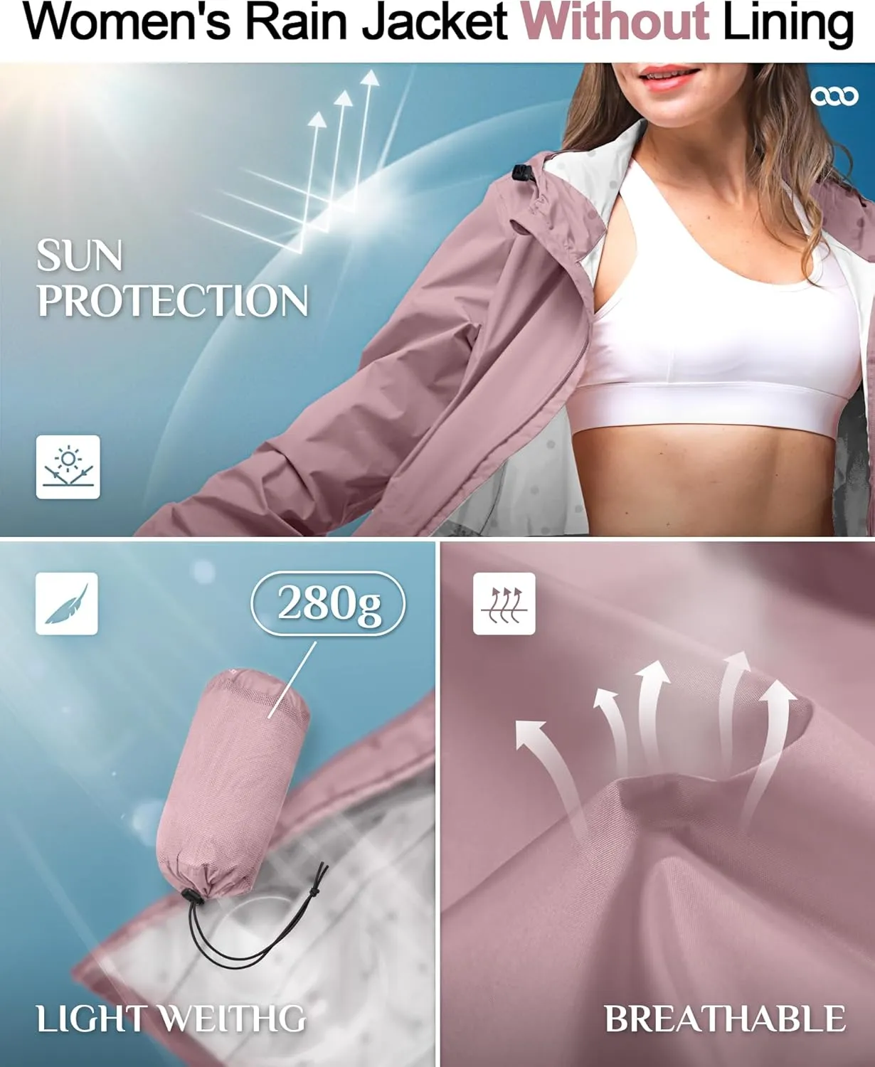 33,000ft Women's Waterproof Long Rain Coats Packable Rain Jacket with Hood Trench Coats Windbreaker