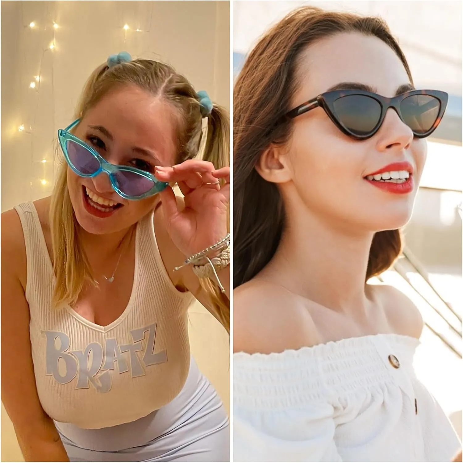 8 Pack Retro Cat Eye Sunglasses Vintage Narrow Cateye Neon Party Glasses Bulk for Women