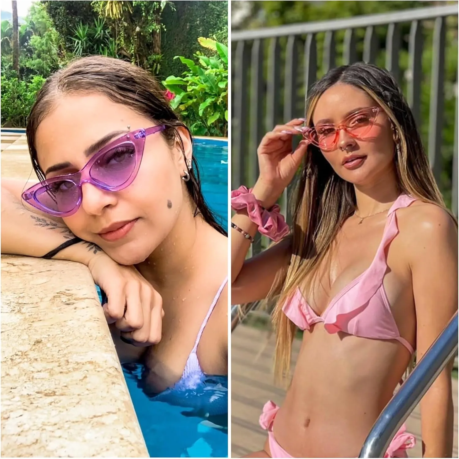8 Pack Retro Cat Eye Sunglasses Vintage Narrow Cateye Neon Party Glasses Bulk for Women