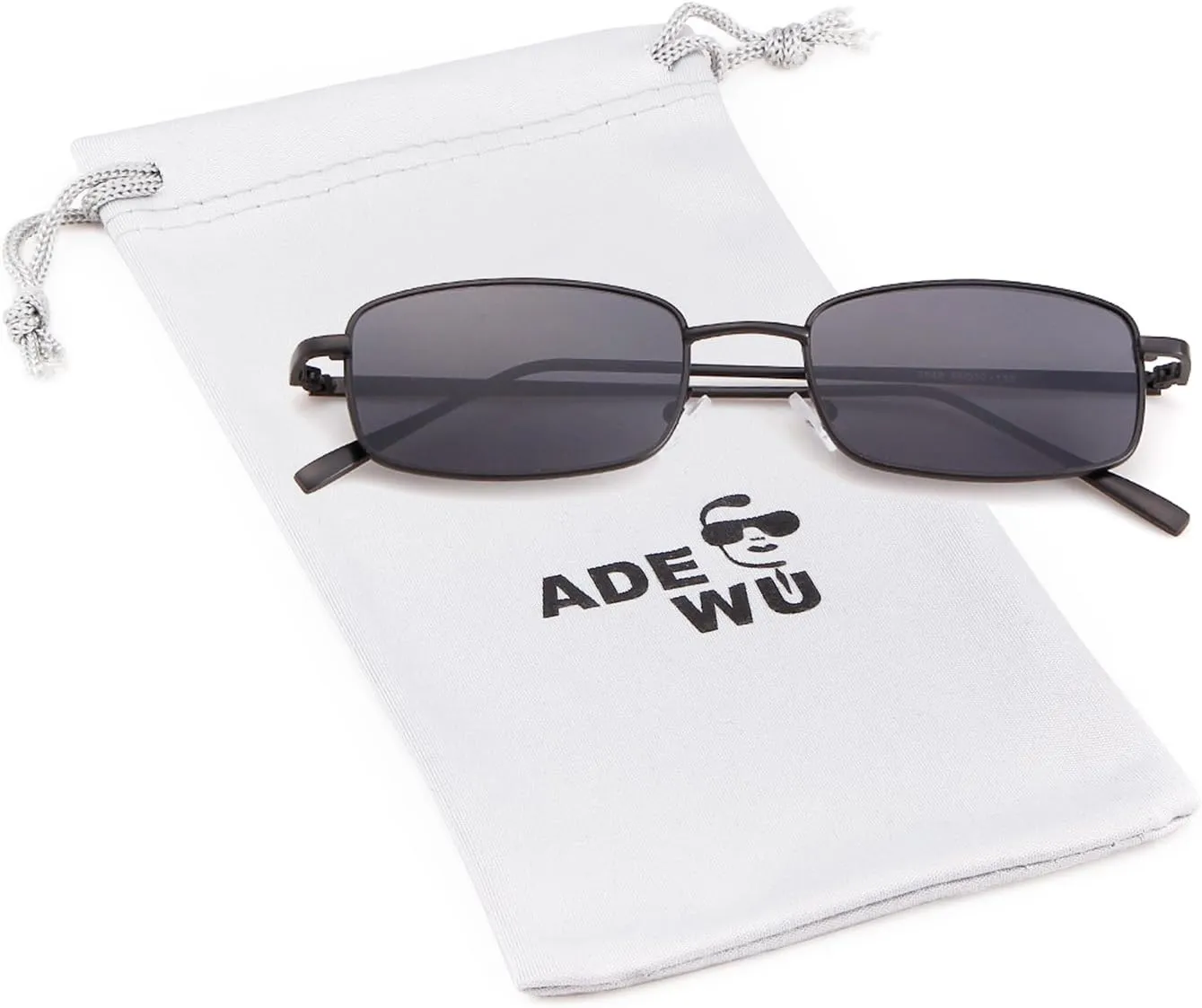 ADE WU Small Narrow Rectangle Sunglasses Womens Mens Retro Y2k 80s 90s UV400 Sunnies