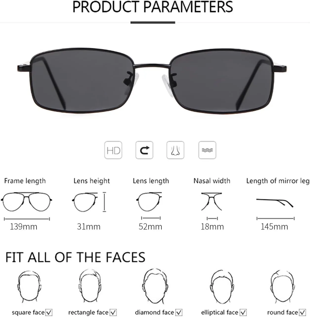 ADE WU Small Narrow Rectangle Sunglasses Womens Mens Retro Y2k 80s 90s UV400 Sunnies