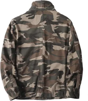 Admitted &Feeling Men's camo Military Jacket Cargo Stand Collar Bomber Jackets Coat