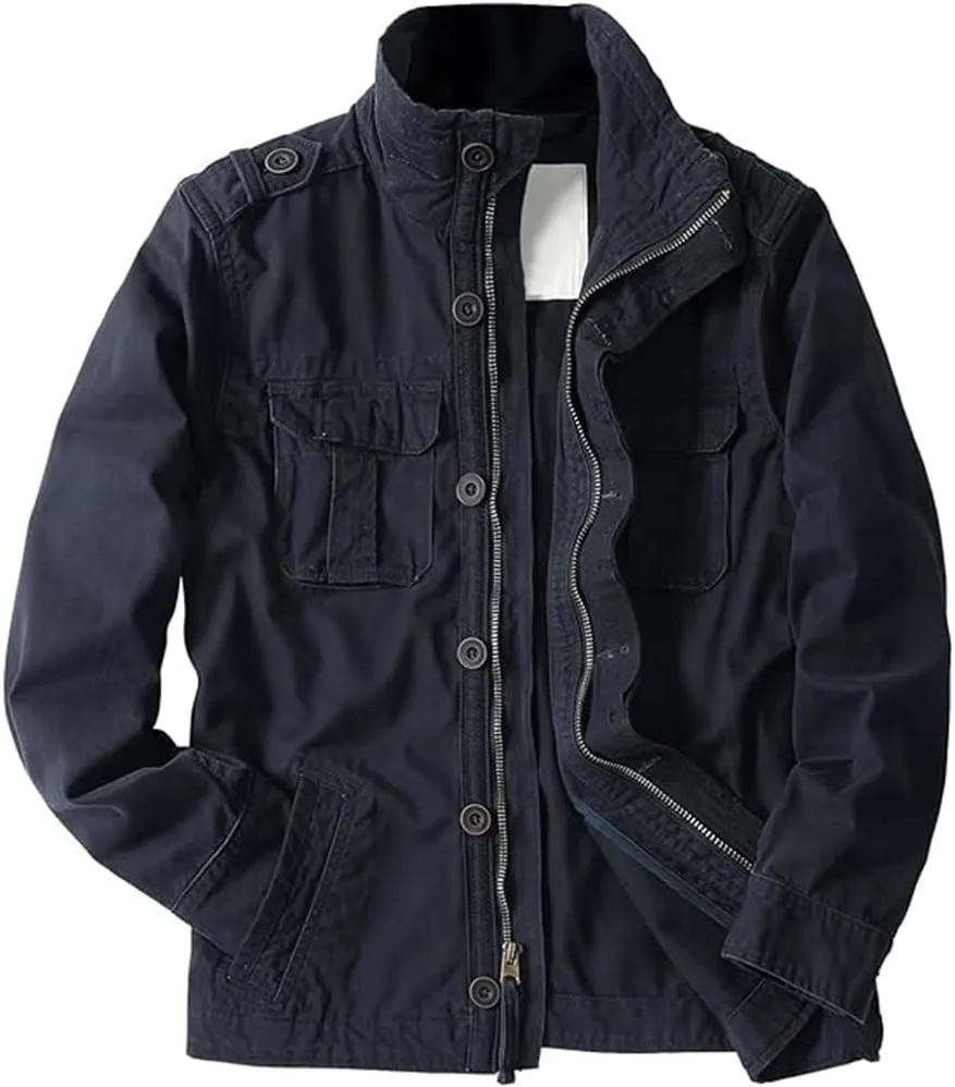 Admitted &Feeling Men's camo Military Jacket Cargo Stand Collar Bomber Jackets Coat