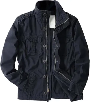 Admitted &Feeling Men's camo Military Jacket Cargo Stand Collar Bomber Jackets Coat