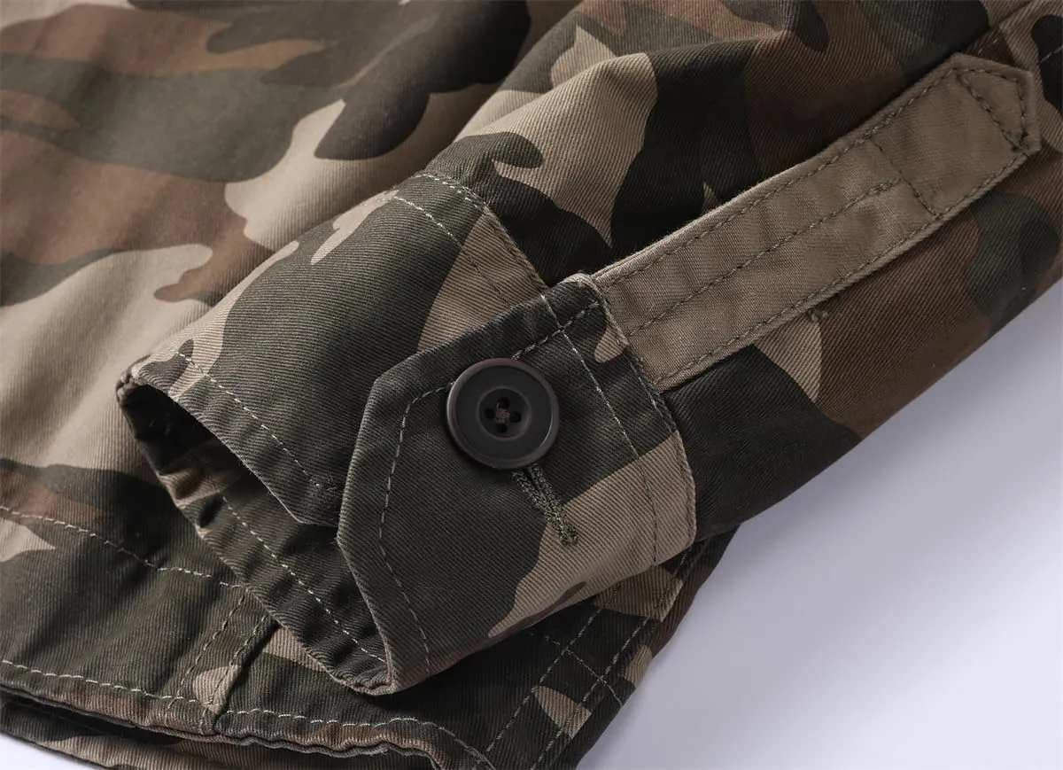 Admitted &Feeling Men's camo Military Jacket Cargo Stand Collar