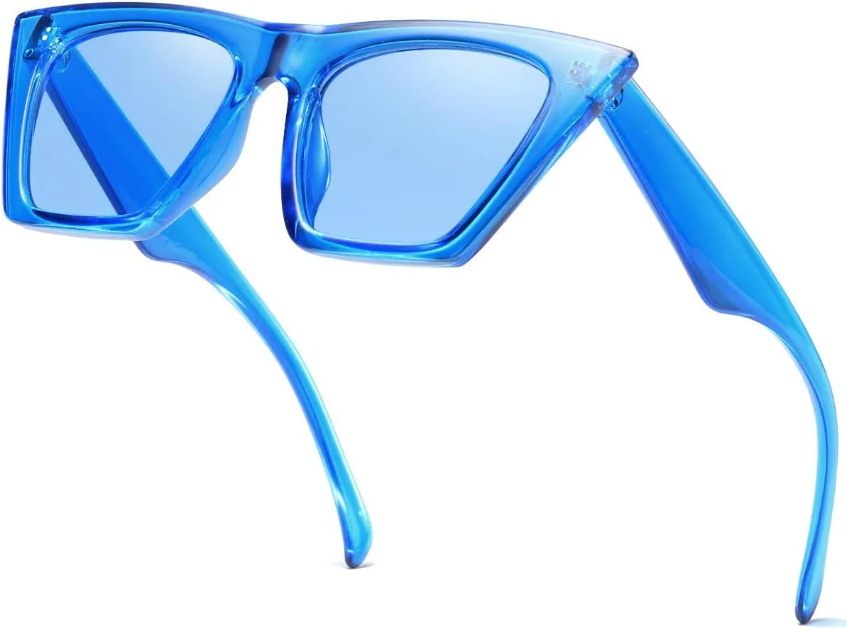 AISSWZBEER Retro Square Cat Eye Sunglasses for Women Fashion Trendy Style UV400 Protection