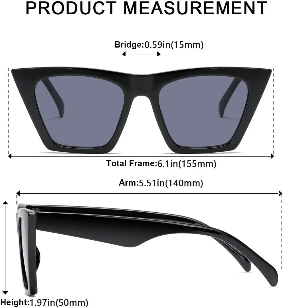 AISSWZBEER Retro Square Cat Eye Sunglasses for Women Fashion Trendy Style UV400 Protection