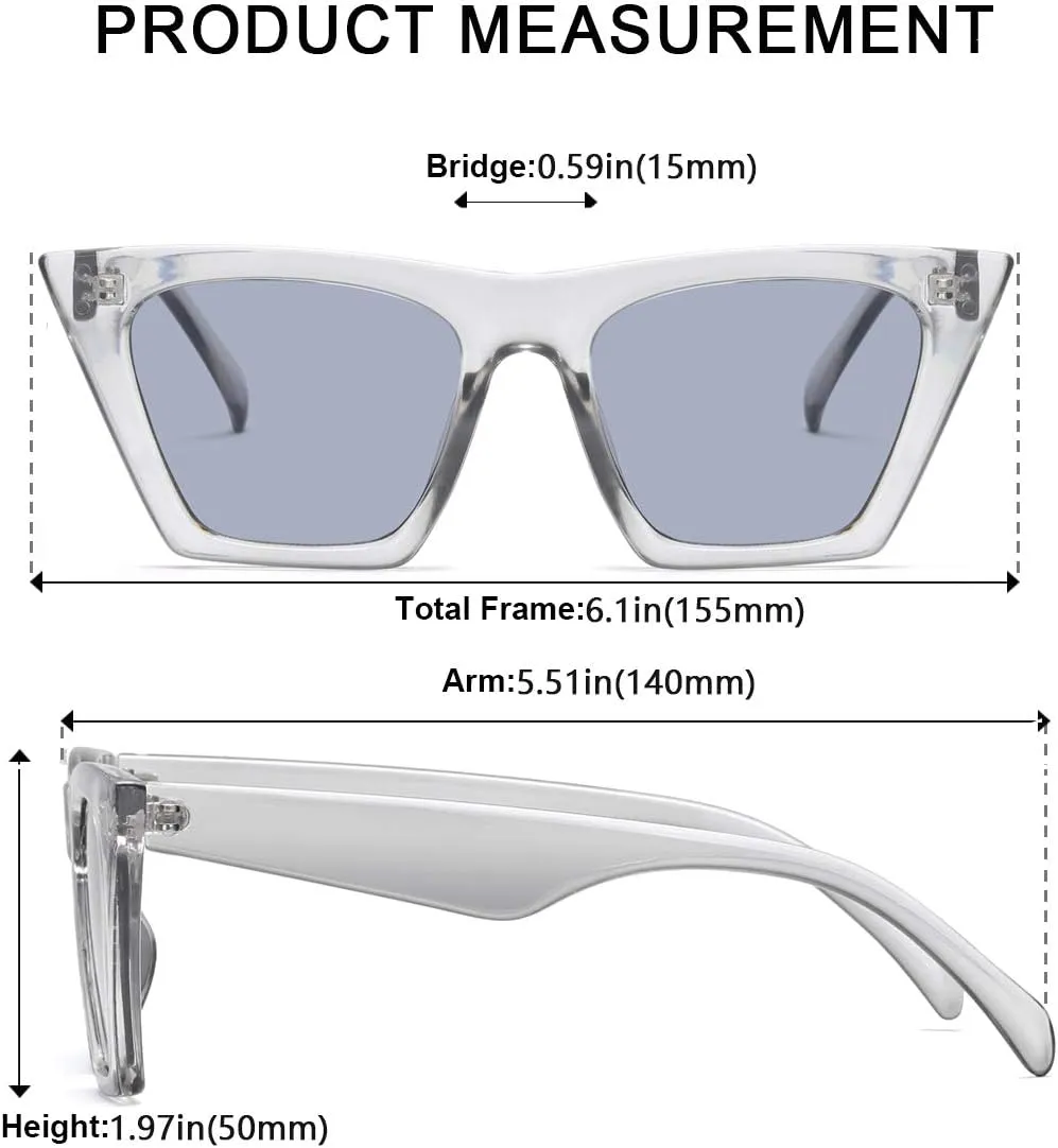AISSWZBEER Retro Square Cat Eye Sunglasses for Women Fashion Trendy Style UV400 Protection
