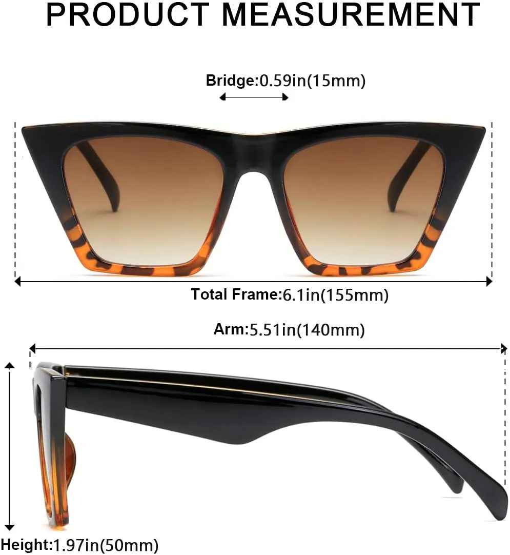 AISSWZBEER Retro Square Cat Eye Sunglasses for Women Fashion Trendy Style UV400 Protection