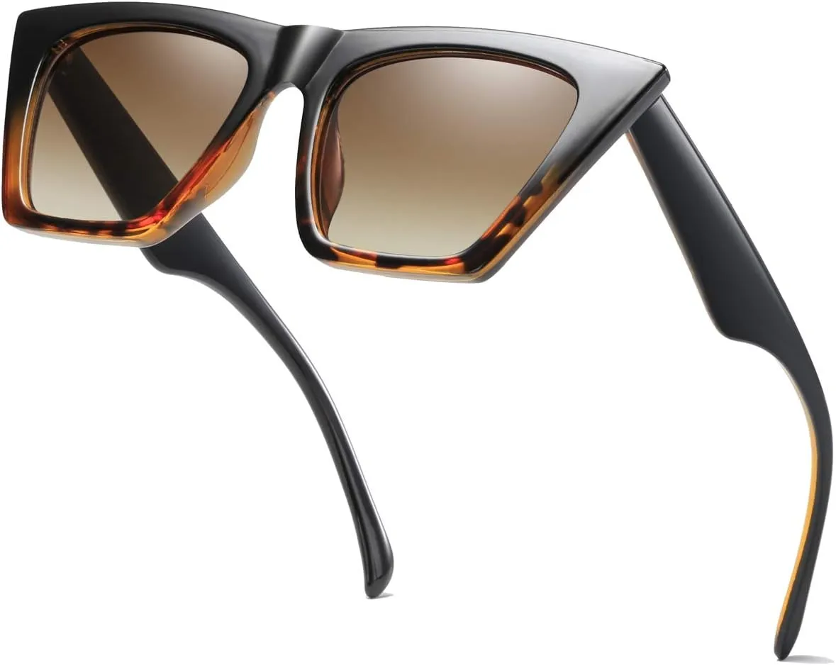 AISSWZBEER Retro Square Cat Eye Sunglasses for Women Fashion Trendy Style UV400 Protection