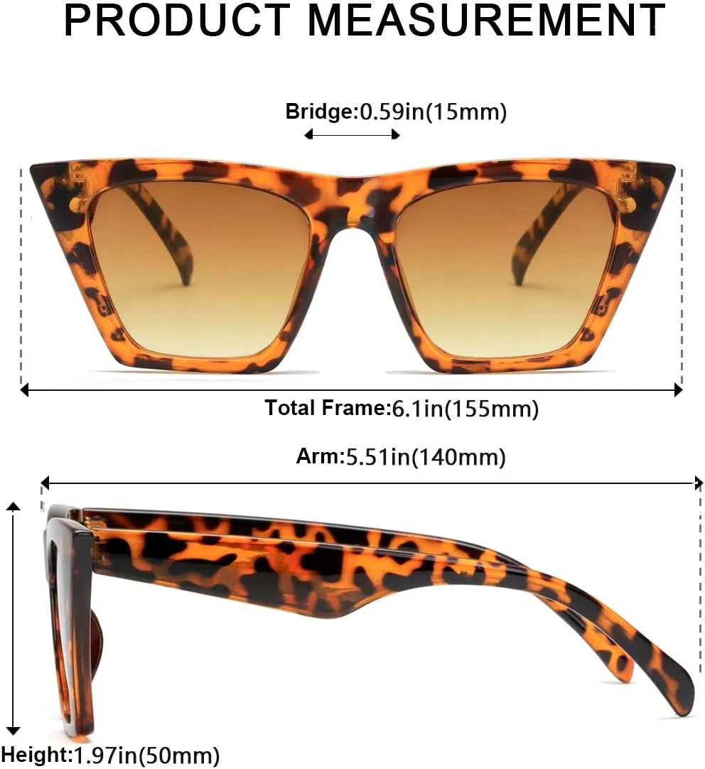 AISSWZBEER Retro Square Cat Eye Sunglasses for Women Fashion Trendy Style UV400 Protection