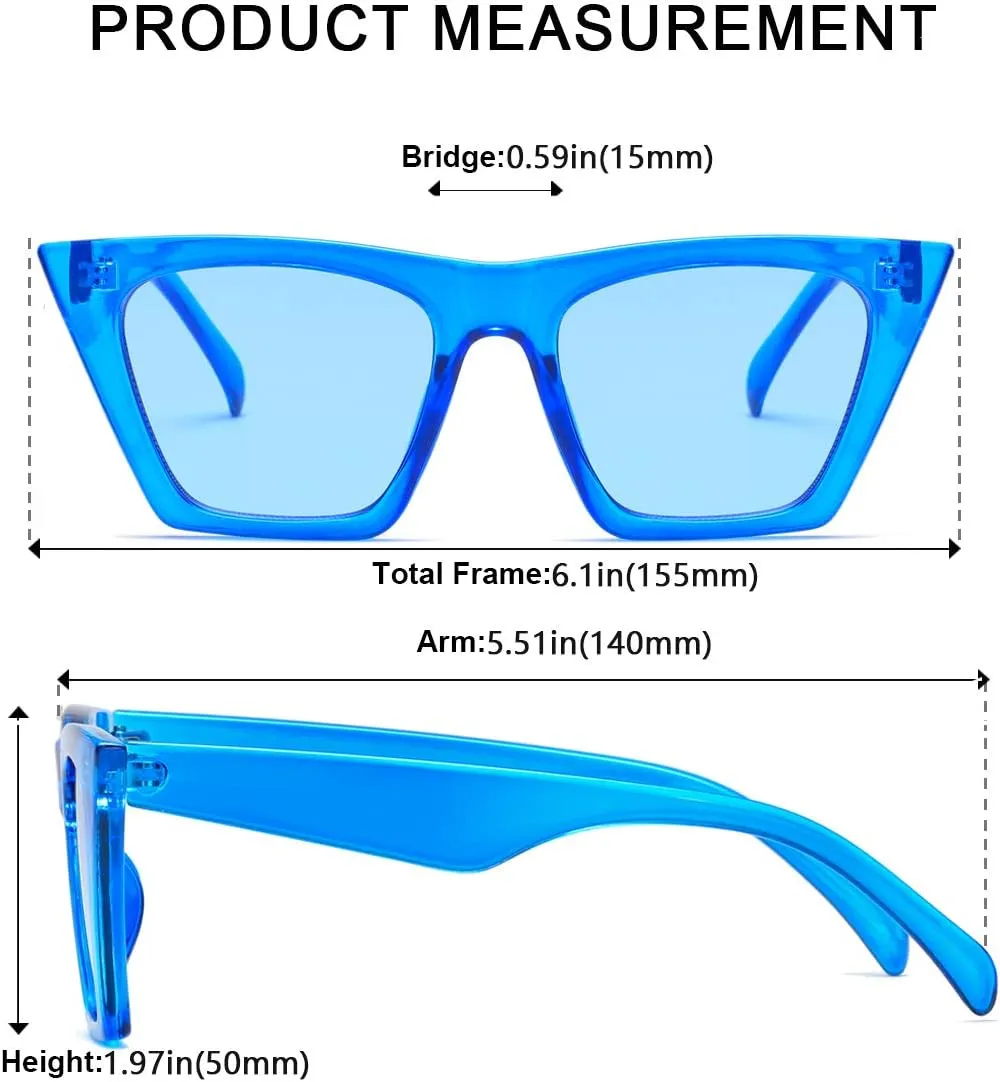 AISSWZBEER Retro Square Cat Eye Sunglasses for Women Fashion Trendy Style UV400 Protection