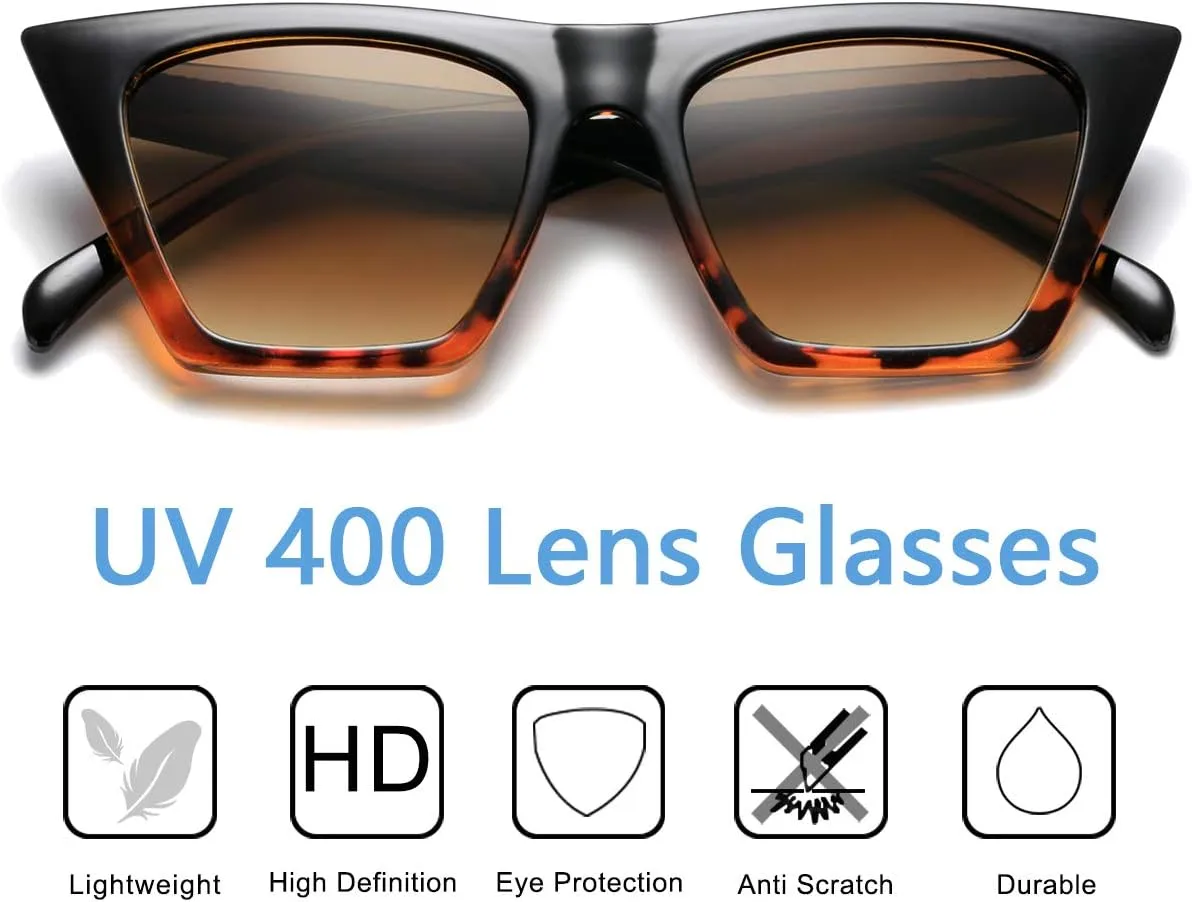 AISSWZBEER Retro Square Cat Eye Sunglasses for Women Fashion Trendy Style UV400 Protection