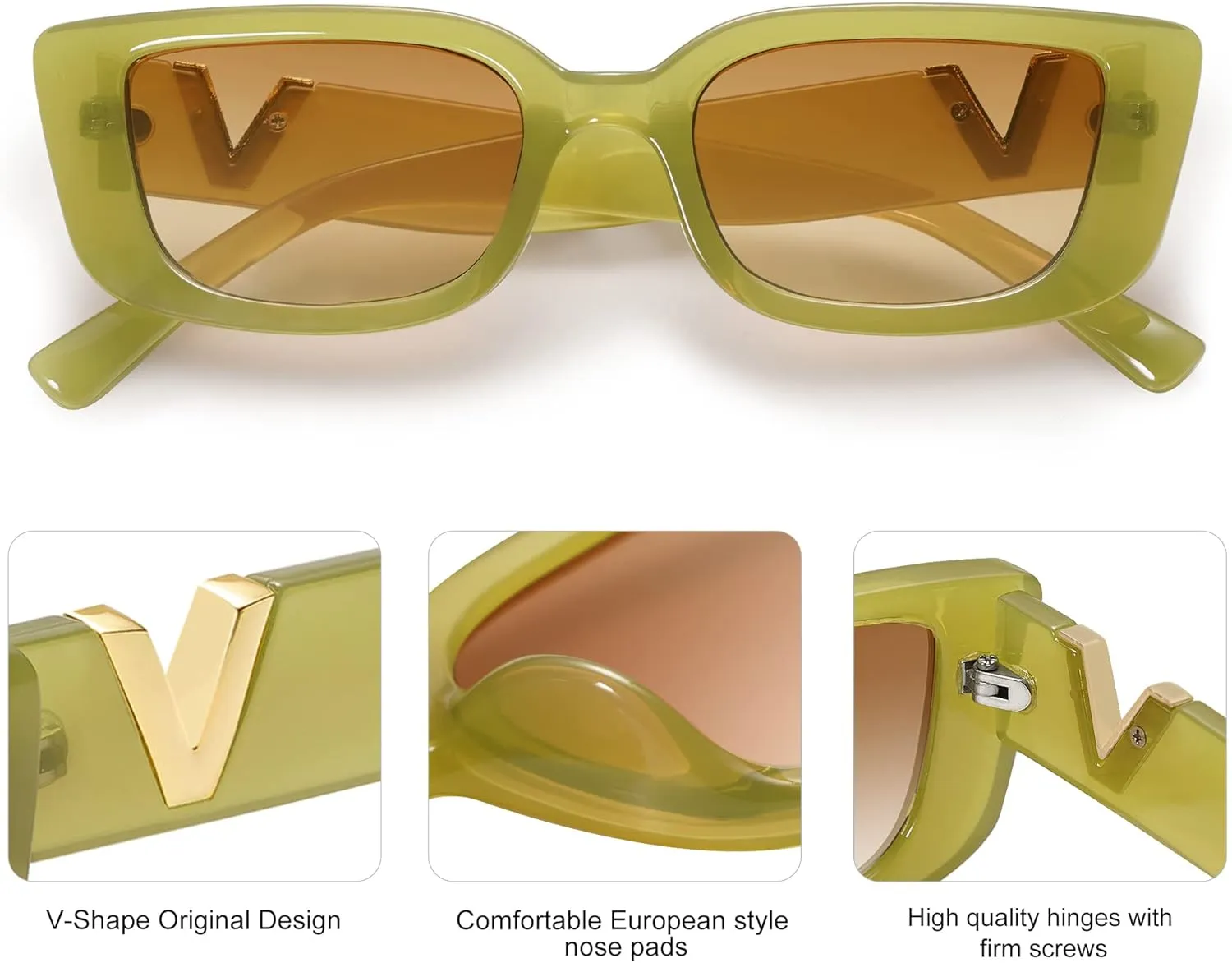 Allarallvr Rectangle Sunglasses for Women 90s Retro Trendy Y2K Classical Vintage Square Shades AR82037