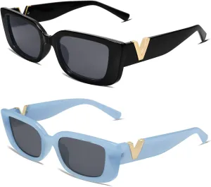 Allarallvr Rectangle Sunglasses for Women 90s Retro Trendy Y2K Classical Vintage Square Shades AR82037