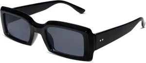 Allarallvr Trendy Rectangle Sunglasses for Women Men Vintage 90's Square Shades Thick Frame Nude Sunnies Sunglasses AR82002