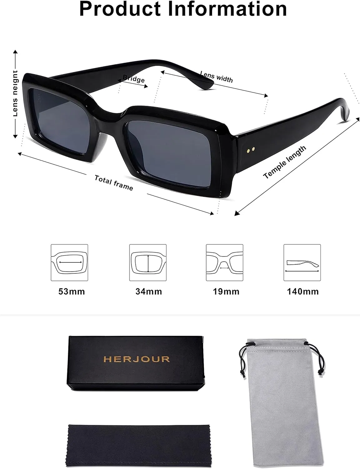 Allarallvr Trendy Rectangle Sunglasses for Women Men Vintage 90's Square Shades Thick Frame Nude Sunnies Sunglasses AR82002