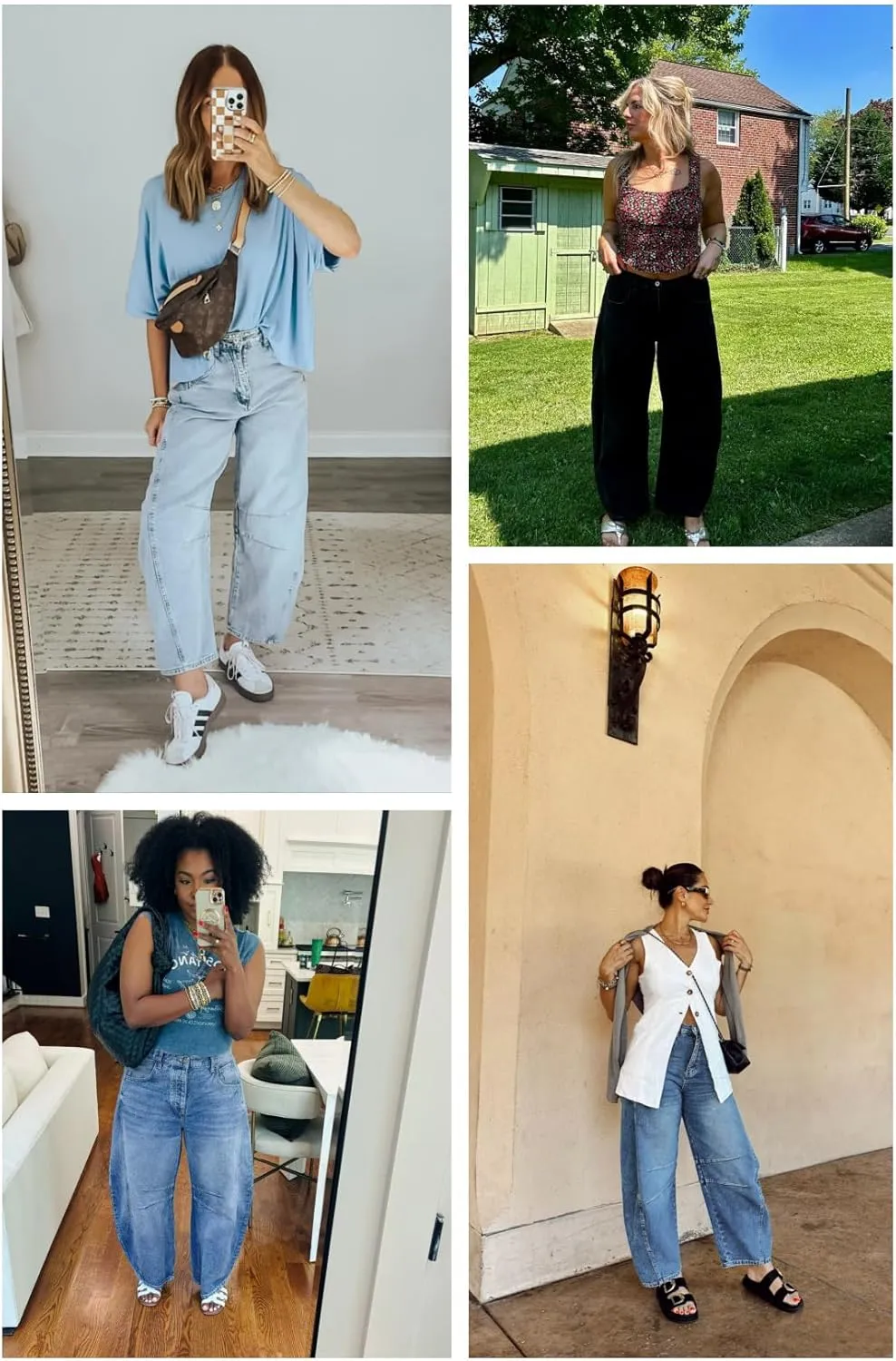 Allimy Womens Jeans Mid Rise Barrel Leg Vintage Jeans for Women Trendy 2025 Denim Pants Non Stretch