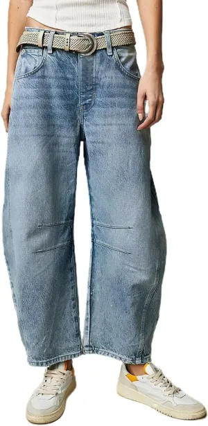 Allimy Womens Jeans Mid Rise Barrel Leg Vintage Jeans for Women Trendy 2025 Denim Pants Non Stretch
