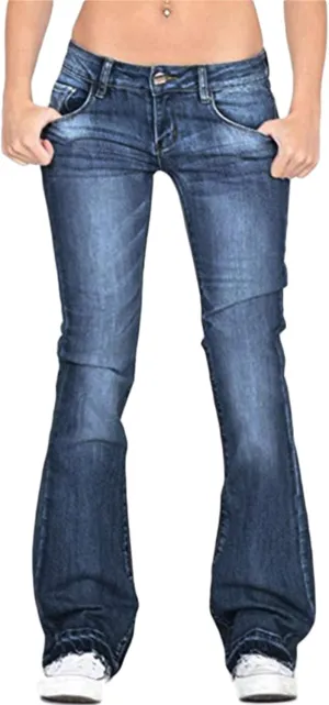 Andongnywell Women's Juniors High Bell Bottoms Jeans Flare Jeans Boho Solid Hippie Wide Leg Denim Flared Bell Bottom Pants