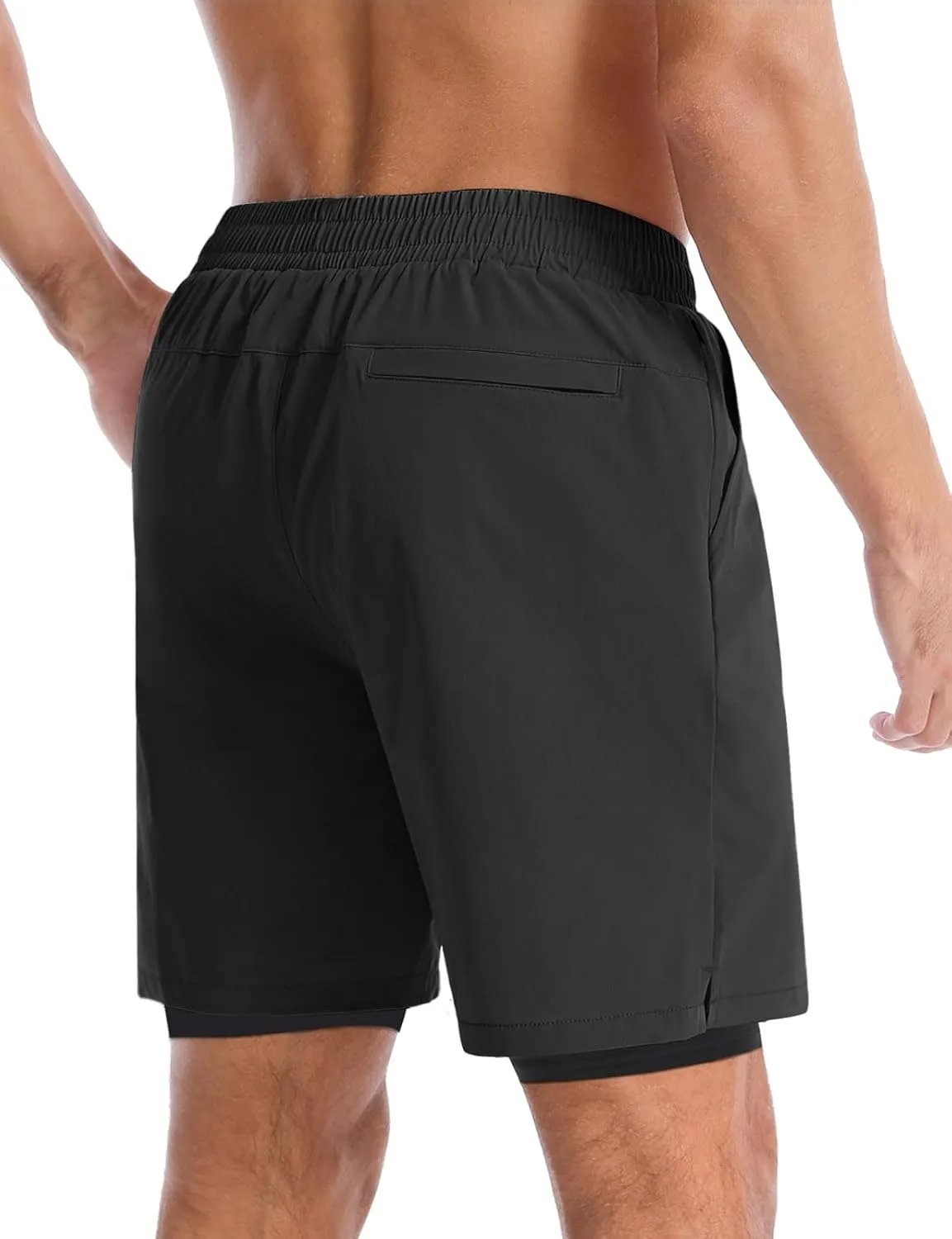 Aolesy Men’s 2 in 1 Running Shorts -5''/7'' Quick Dry Workout Gym Shorts with Pockets, Tennis Training Athletic Shorts