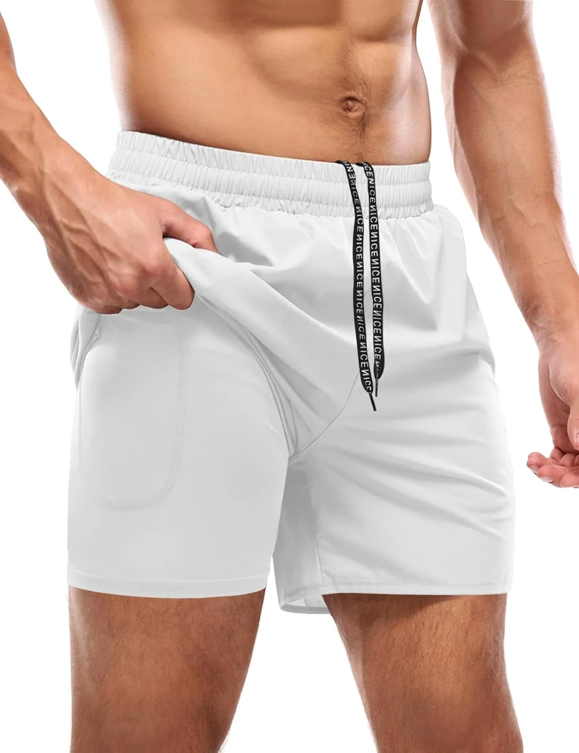 Aolesy Men’s 2 in 1 Running Shorts -5''/7'' Quick Dry Workout Gym Shorts with Pockets, Tennis Training Athletic Shorts